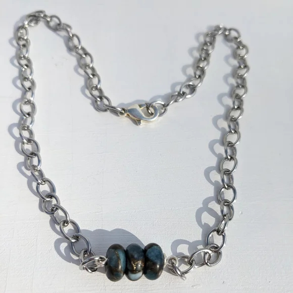 Jasper Stainless Steel Silver Chain Necklace Handmade  Crystals Grounding Unisex - Picture 4 of 13